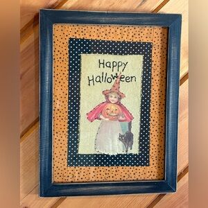 Vintage-Inspired Happy Halloween Framed Art - Orange & Black